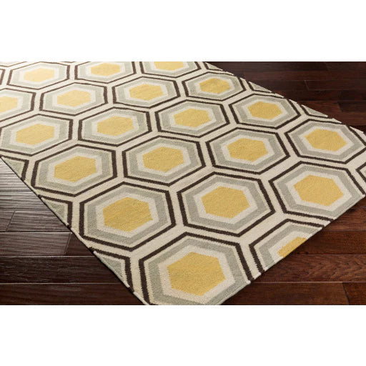 Fallon Hex Rug, Tan/Black