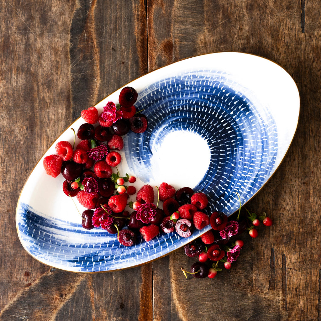 Gloucester Swoosh Medium Oval Tray in Delft