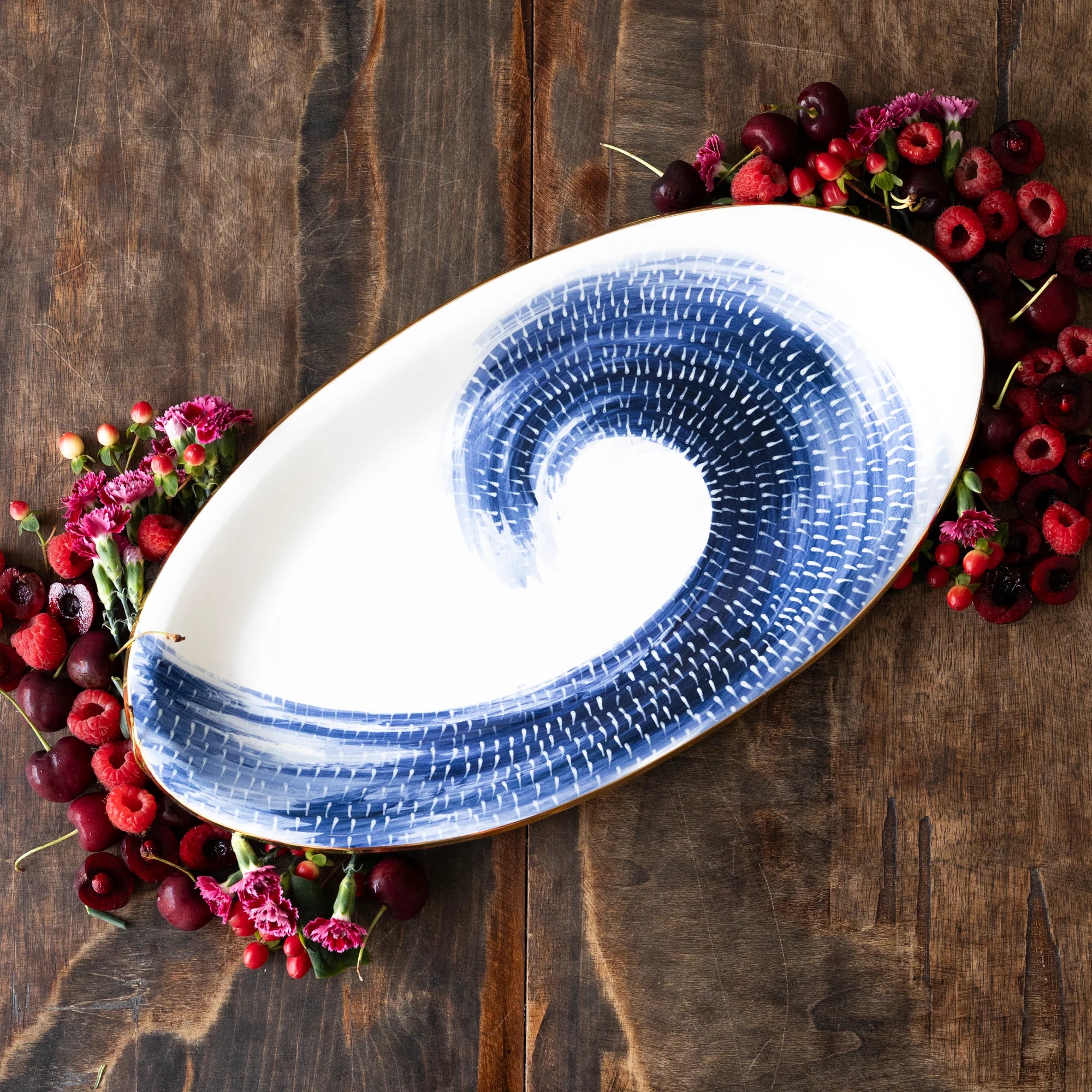 Gloucester Swoosh Medium Oval Tray in Delft