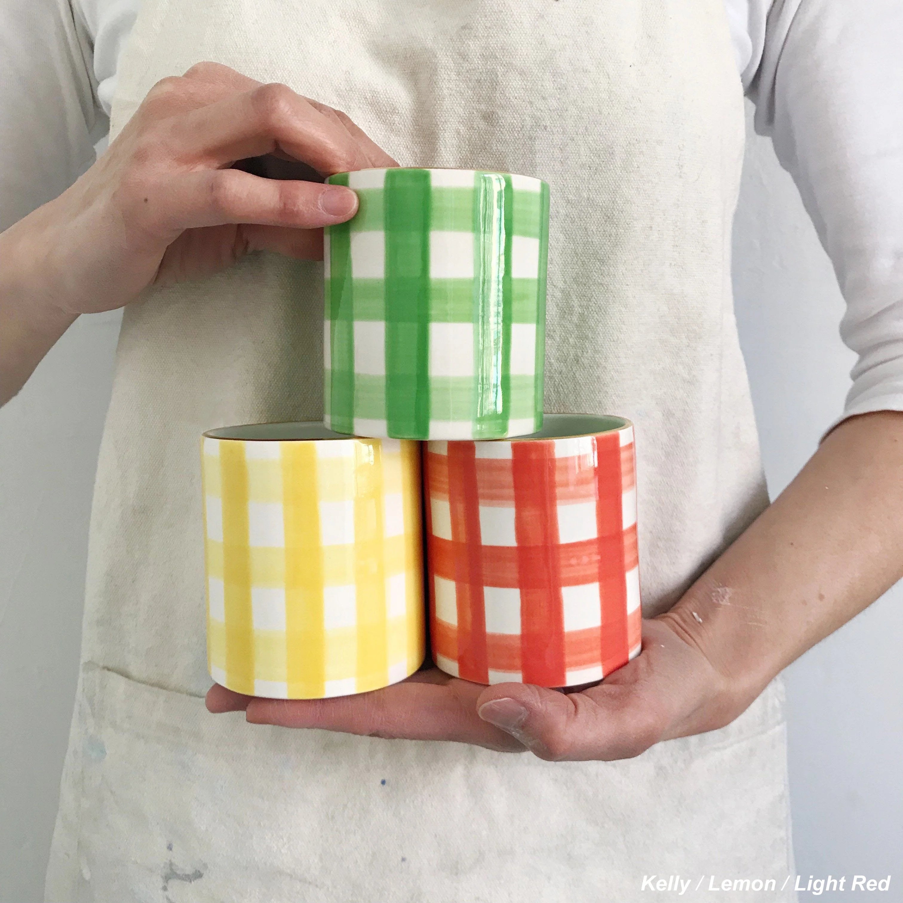 Jilly Vase in Gingham Plaid