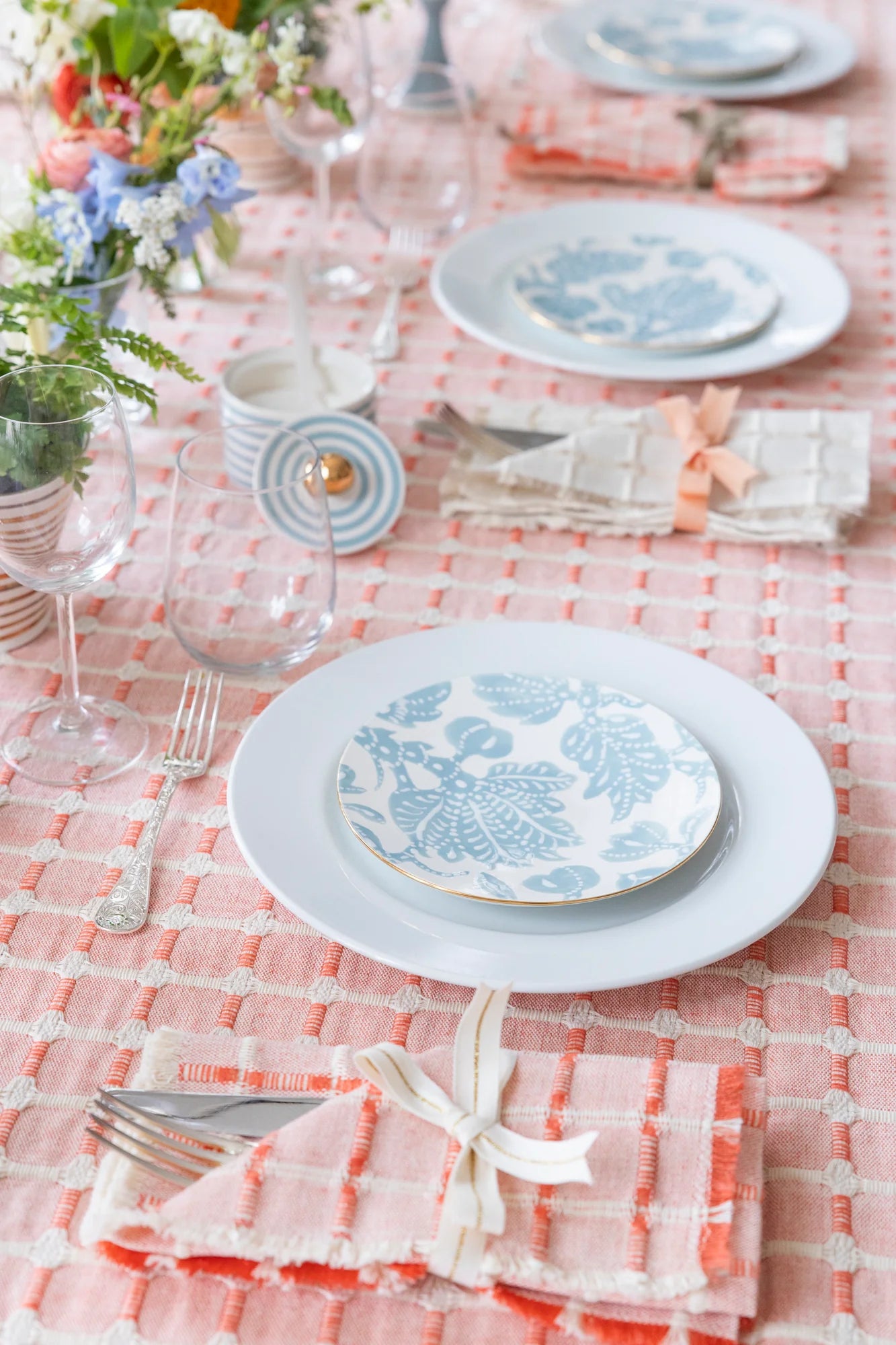 Hopsack Set of 4 Napkins- Coral