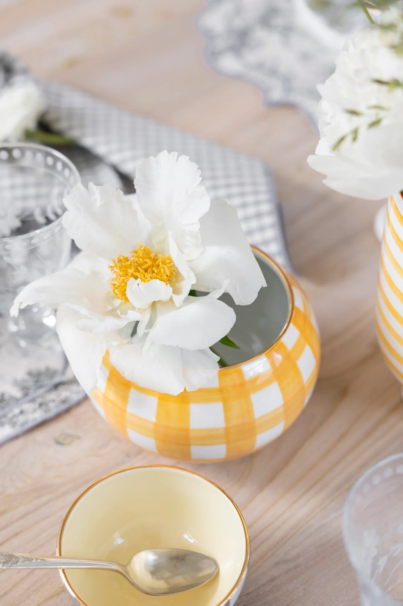 Gingham Small Belly Bowl