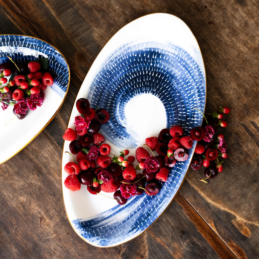 Gloucester Swoosh Medium Oval Tray in Delft