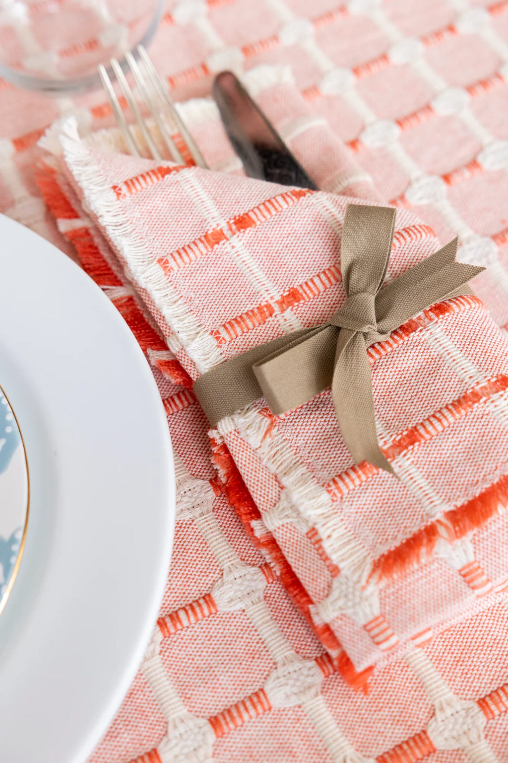 Hopsack Set of 4 Napkins- Coral