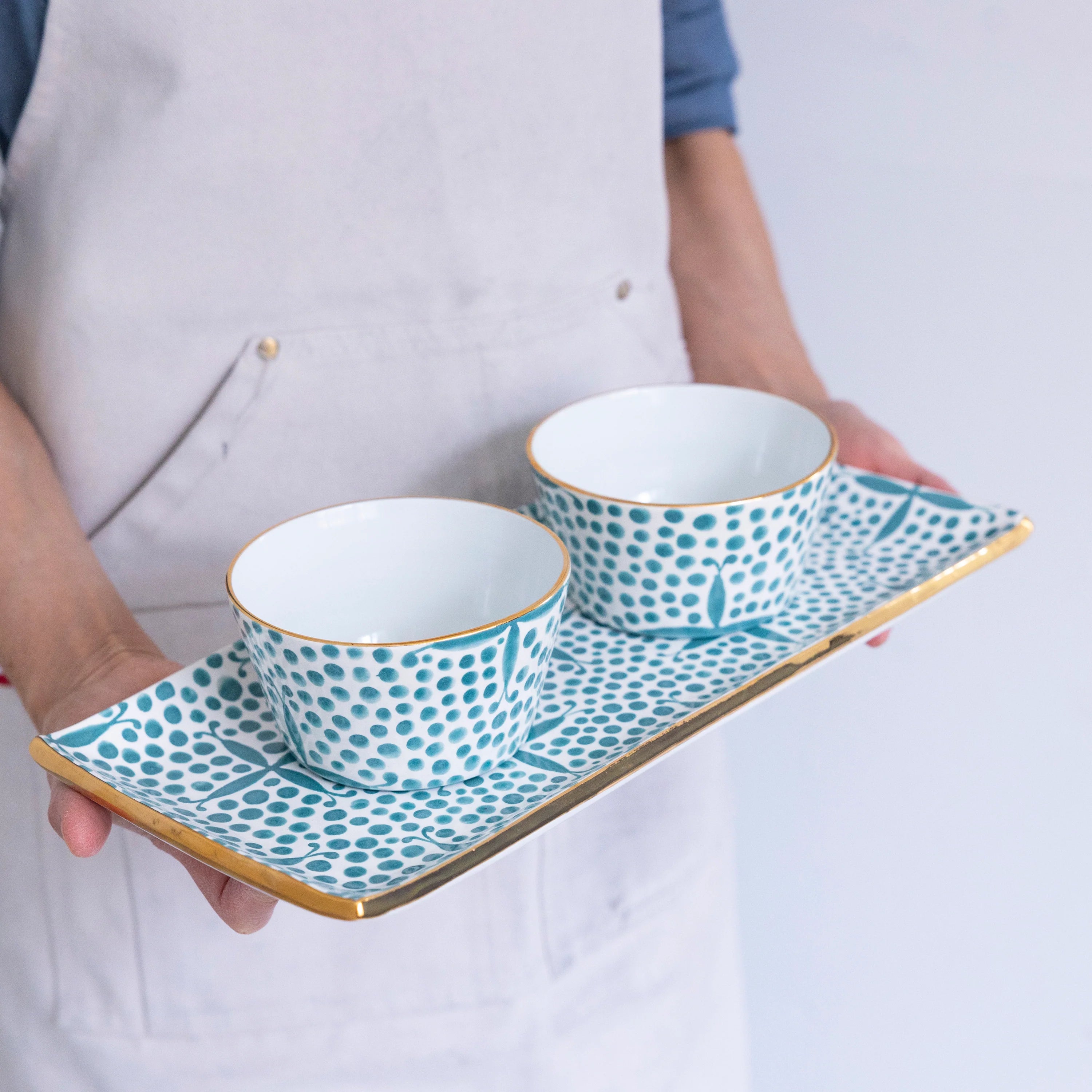 Kooky Dot Cocktail Tray and Dip Bowls