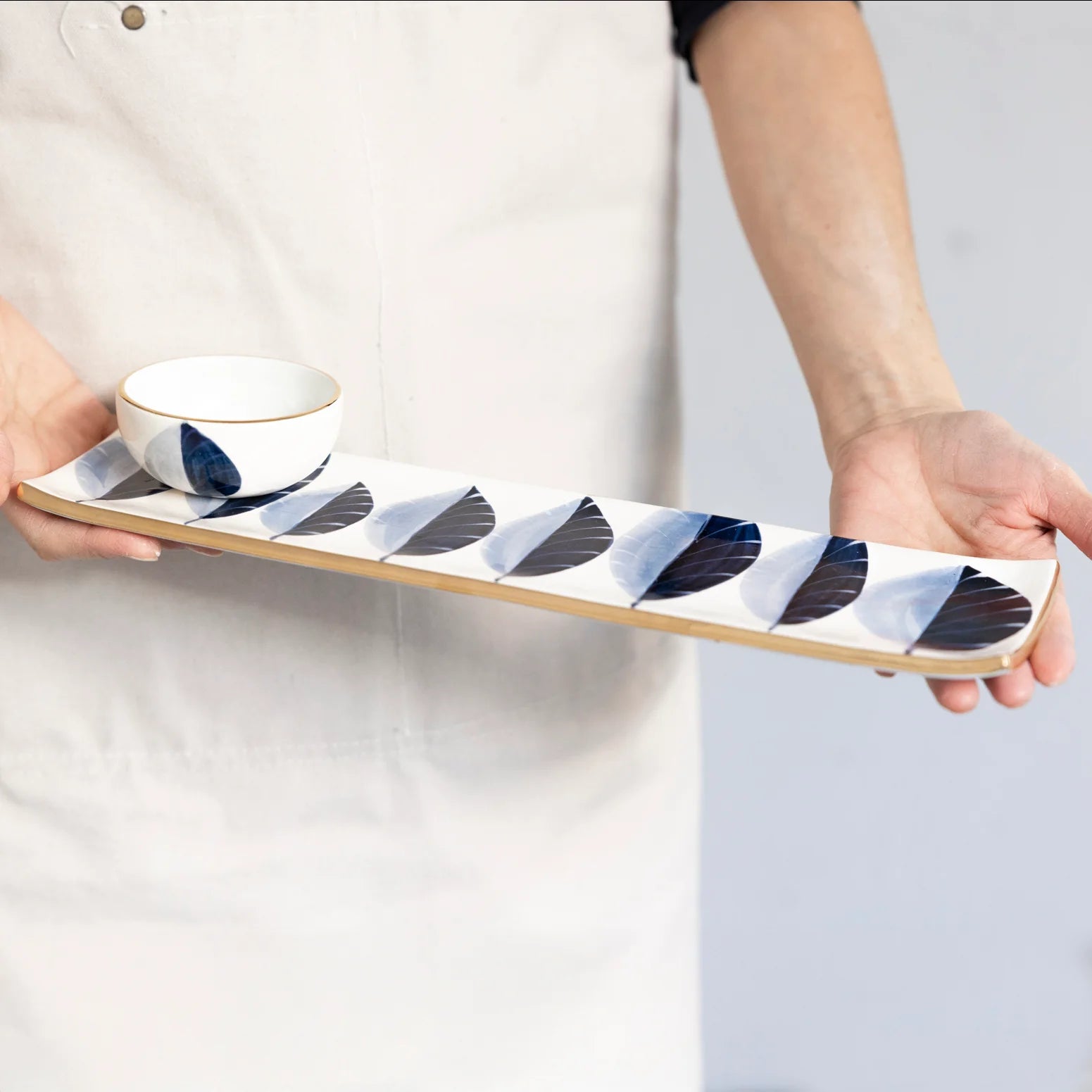 Ready to Ship- Feather Oyster Tray w/Pinch Bowl