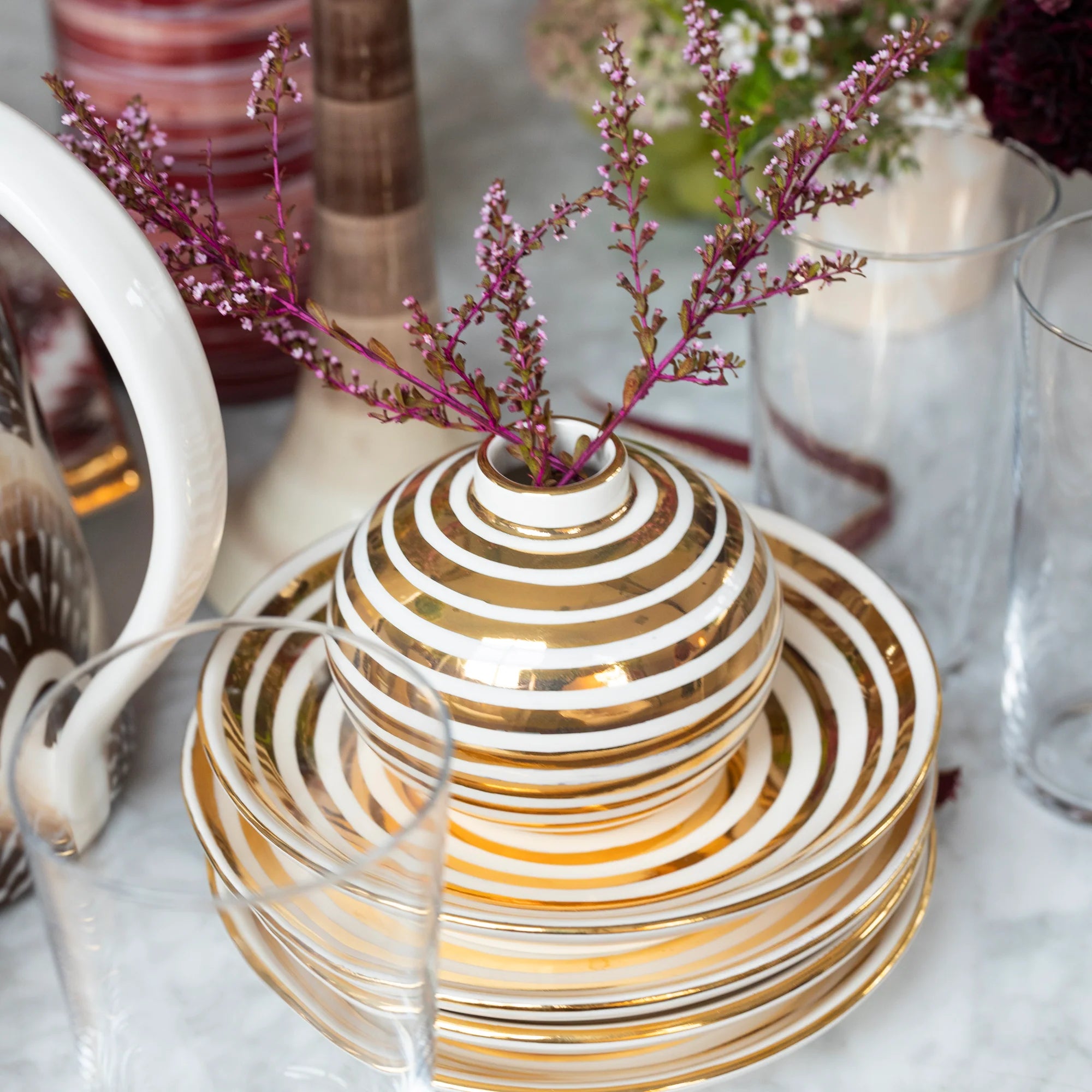 Gold Stripe Bud Vase